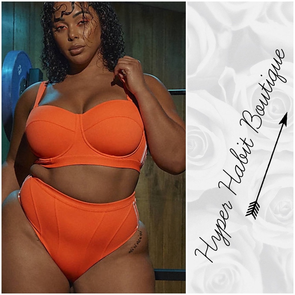 IVY PARK X Adidas CORSET BIKINI TOP IN SOLAR ORANGE/ WHITE